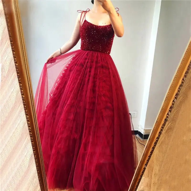 Jana Beading Tiered Tulle Evening Gown - Mscooco.co.uk