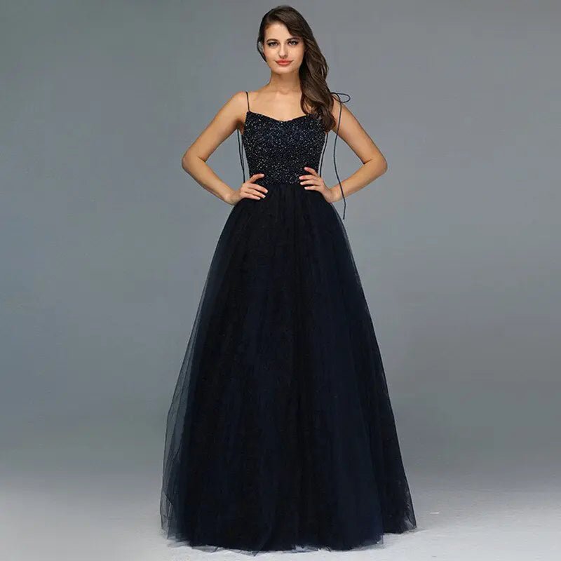 Jana Beading Tiered Tulle Evening Gown - Mscooco.co.uk