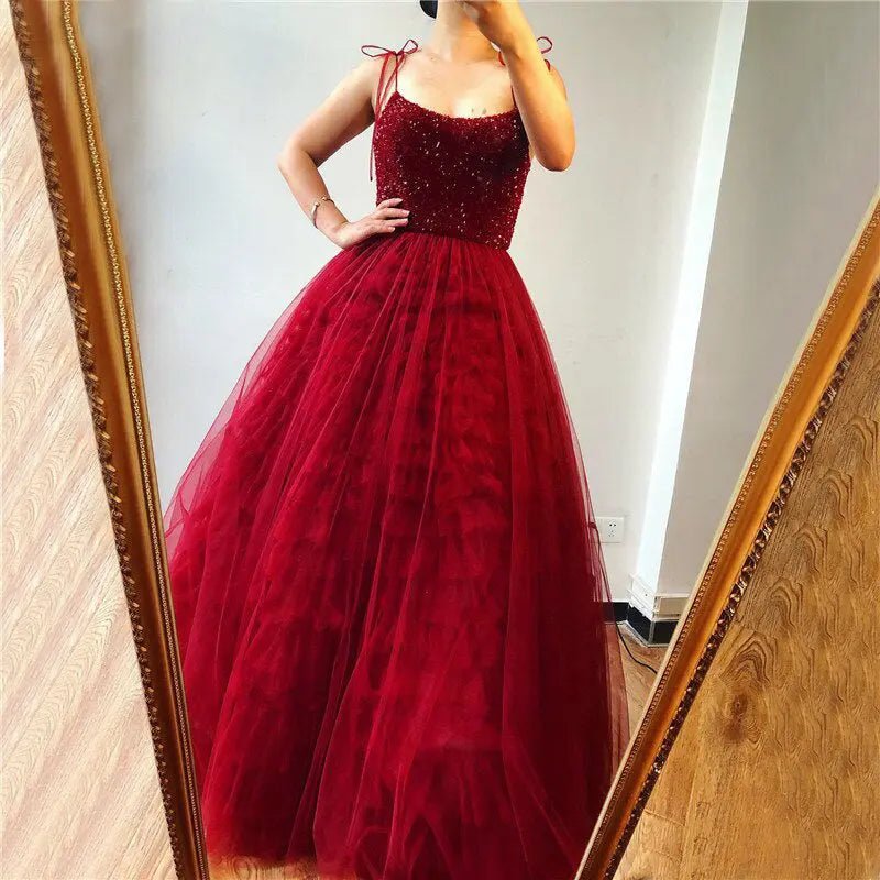 Jana Beading Tiered Tulle Evening Gown - Mscooco.co.uk