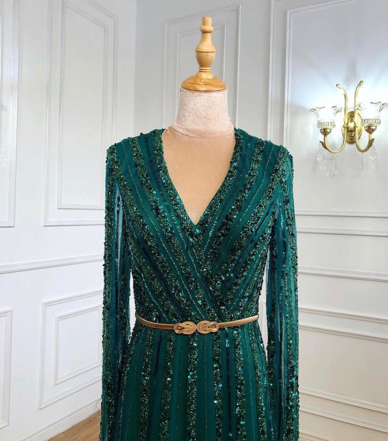 Jessica Elegant Long Sleeves Beading Evening Dress - Mscooco.co.uk