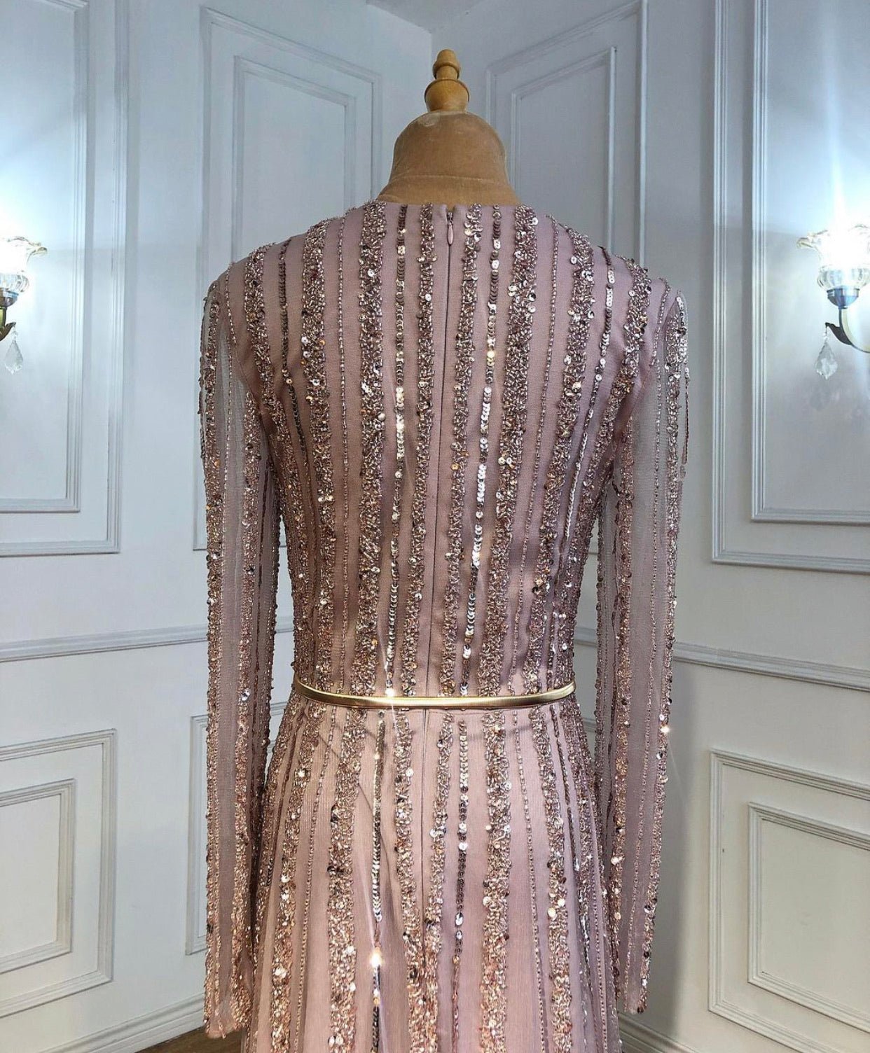 Jessica Elegant Long Sleeves Beading Evening Dress - Mscooco.co.uk