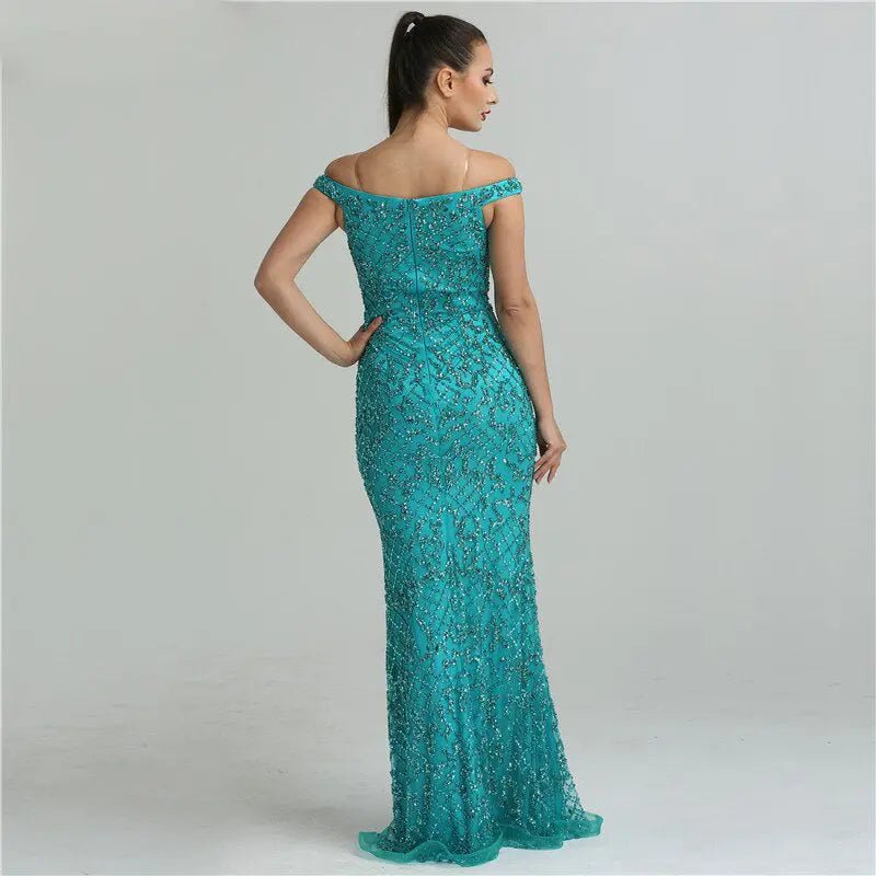Jovanni Beading Off Shoulder Evening Gown - Mscooco.co.uk