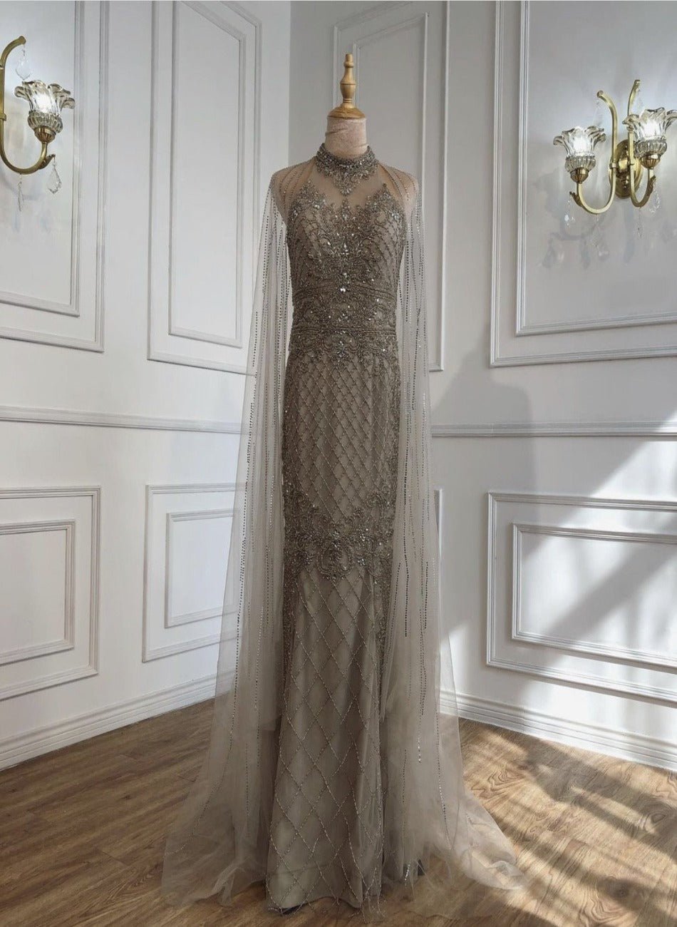 Kaira Luxury Beading With Train Evening Dress - Mscooco.co.uk