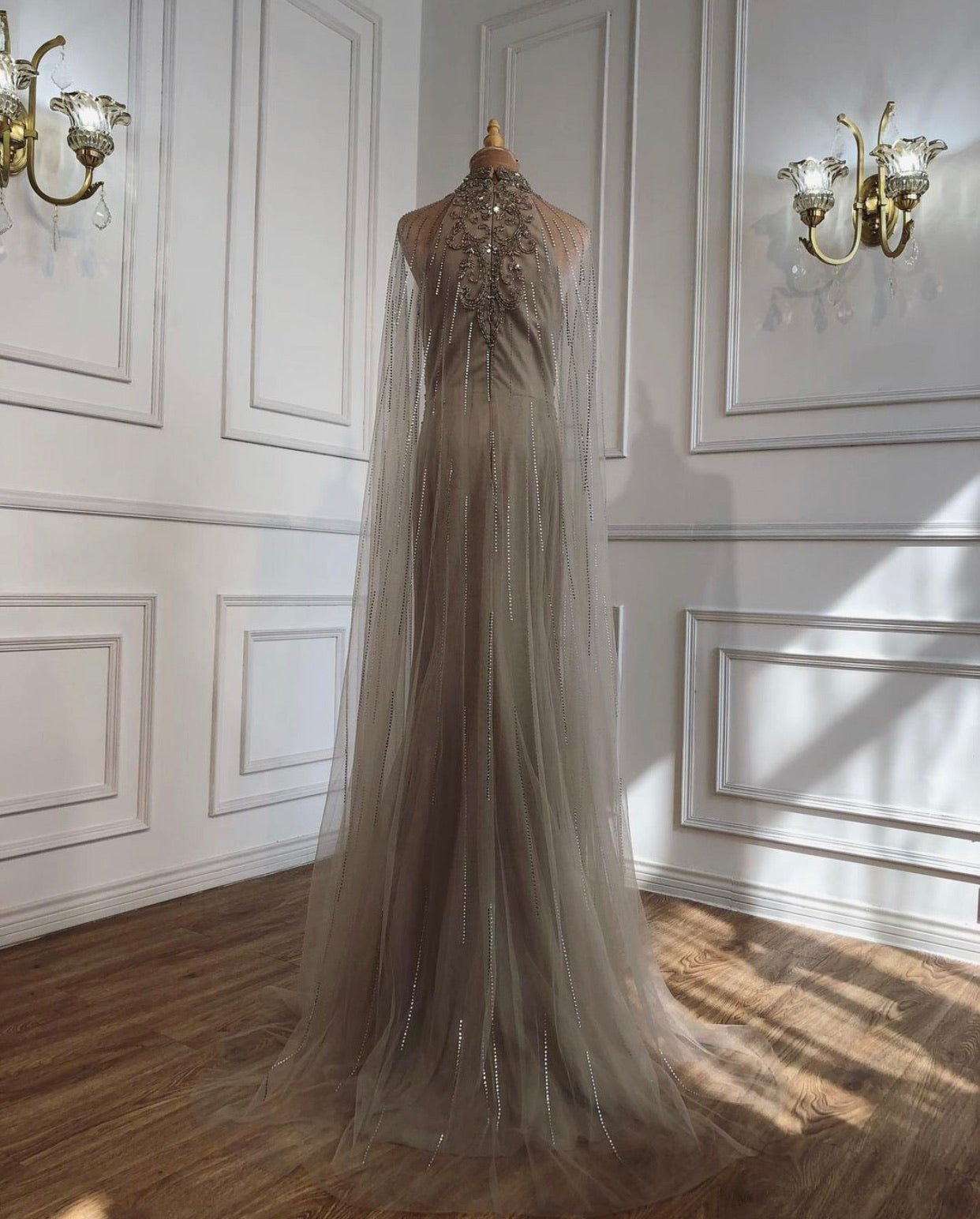 Kaira Luxury Beading With Train Evening Dress - Mscooco.co.uk
