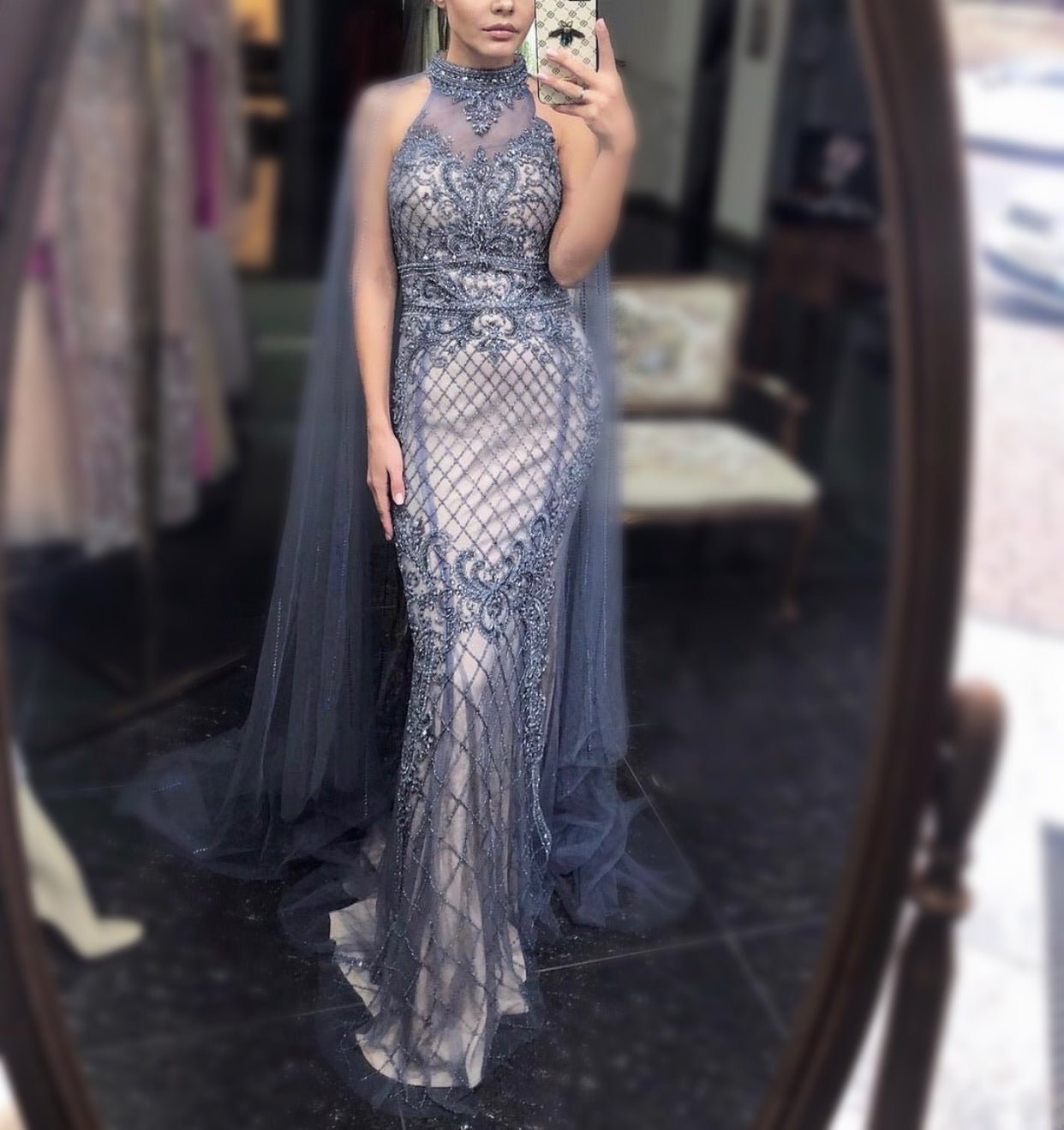 Kaira Luxury Beading With Train Evening Dress - Mscooco.co.uk