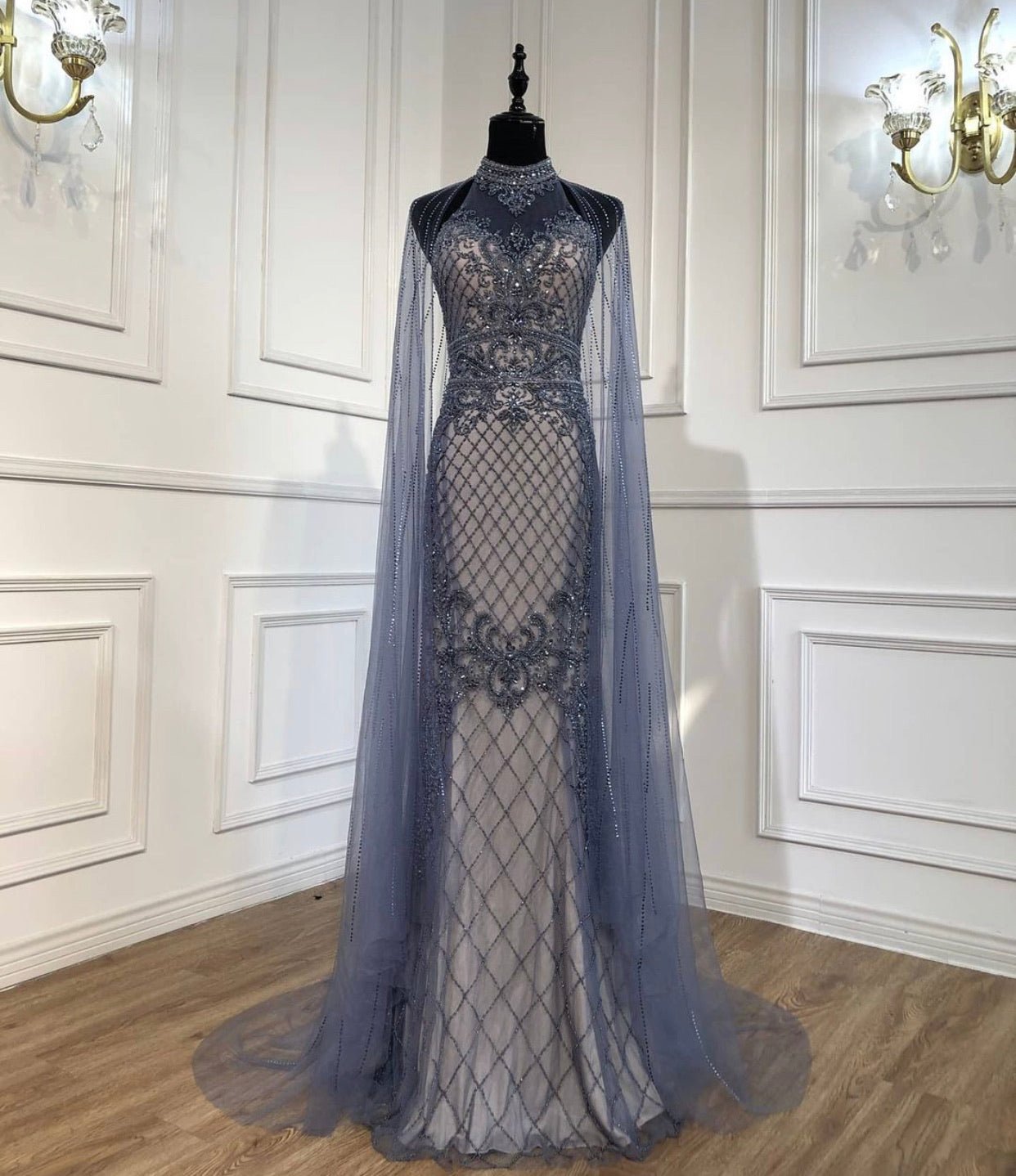 Kaira Luxury Beading With Train Evening Dress - Mscooco.co.uk
