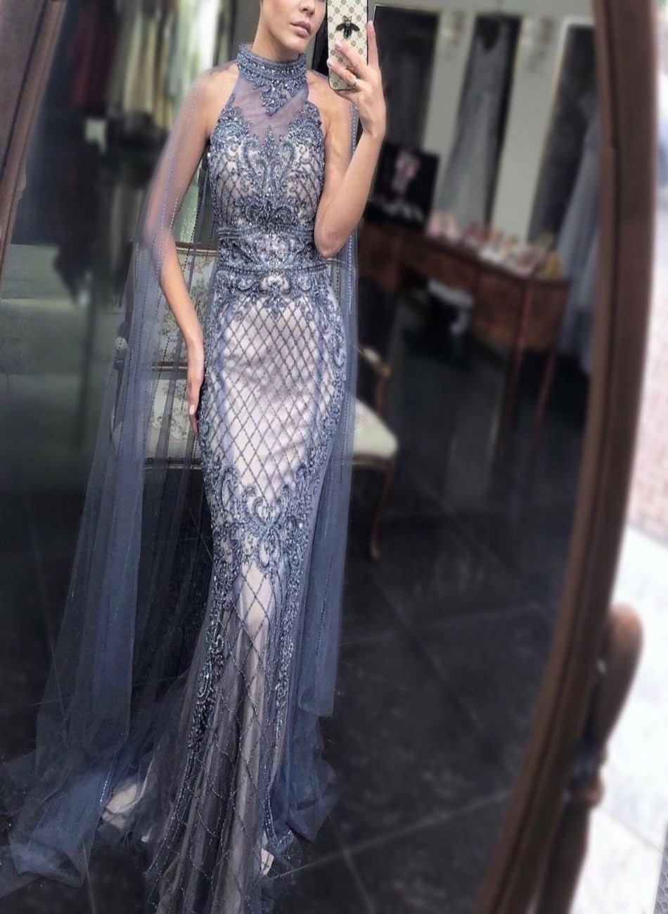 Kaira Luxury Beading With Train Evening Dress - Mscooco.co.uk