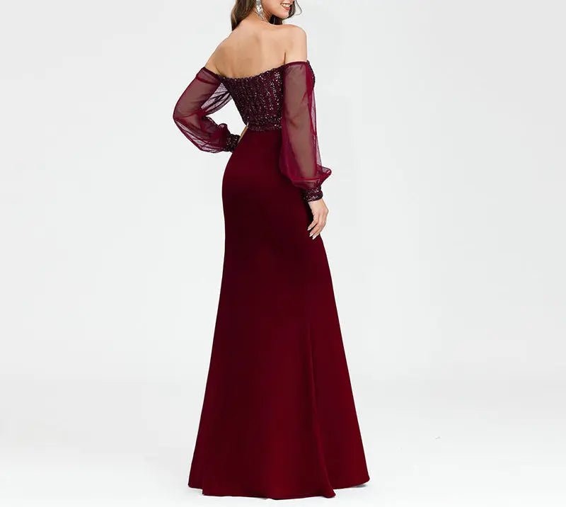 Katelyn Off Shoulder Sequined Maxi Dress - Mscooco.co.uk
