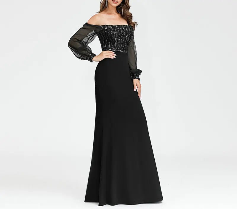 Katelyn Off Shoulder Sequined Maxi Dress - Mscooco.co.uk