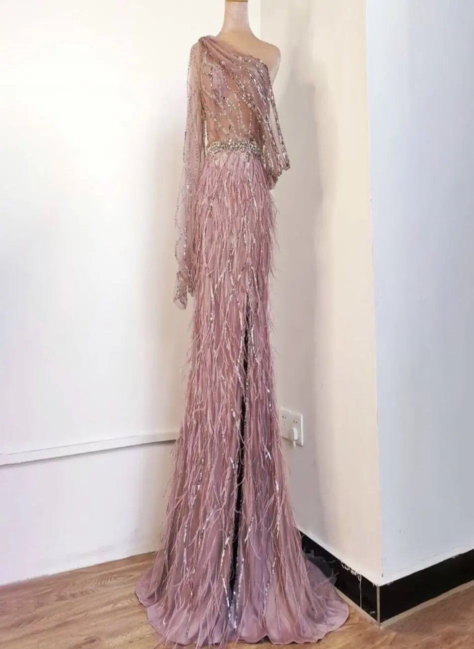 Keilani One shoulder Beading Evening Dress - Mscooco.co.uk