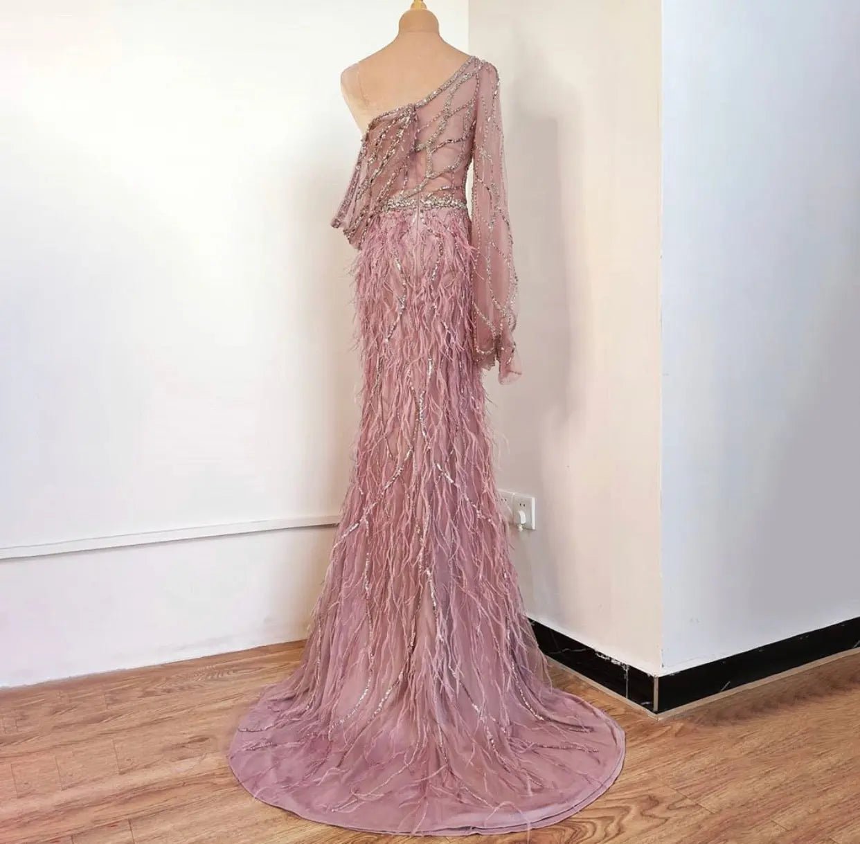 Keilani One shoulder Beading Evening Dress - Mscooco.co.uk