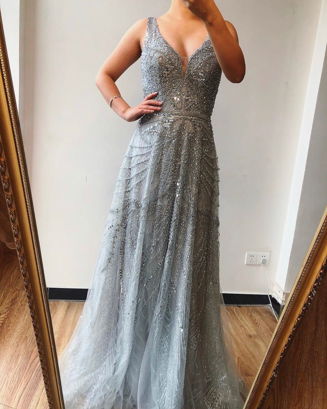 Kelly - Pearls Crystal Embellished Gown - Mscooco.co.uk