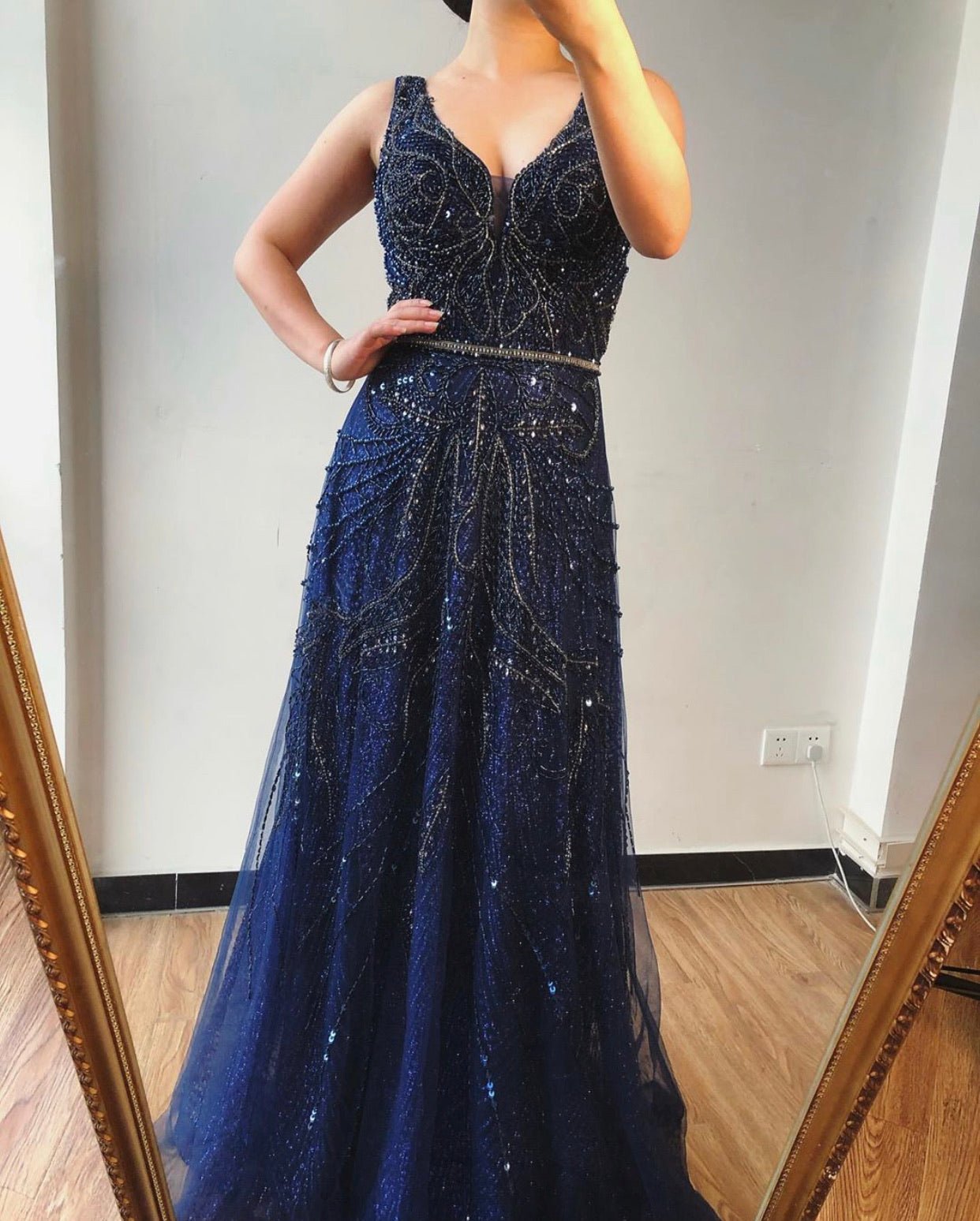 Kelly - Pearls Crystal Embellished Gown - Mscooco.co.uk