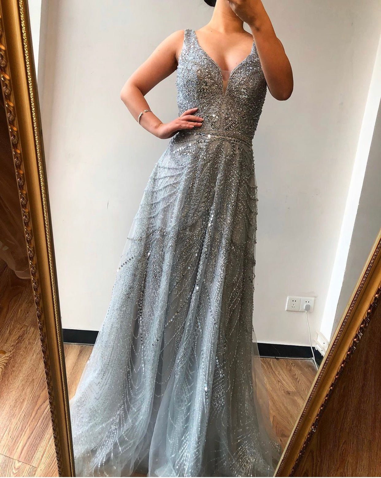 Kelly - Pearls Crystal Embellished Gown - Mscooco.co.uk