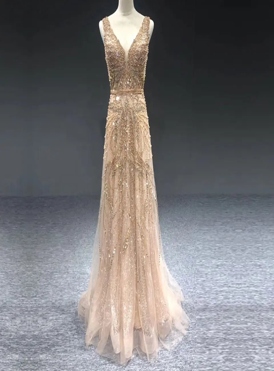 Kelly - Pearls Crystal Embellished Gown - Mscooco.co.uk