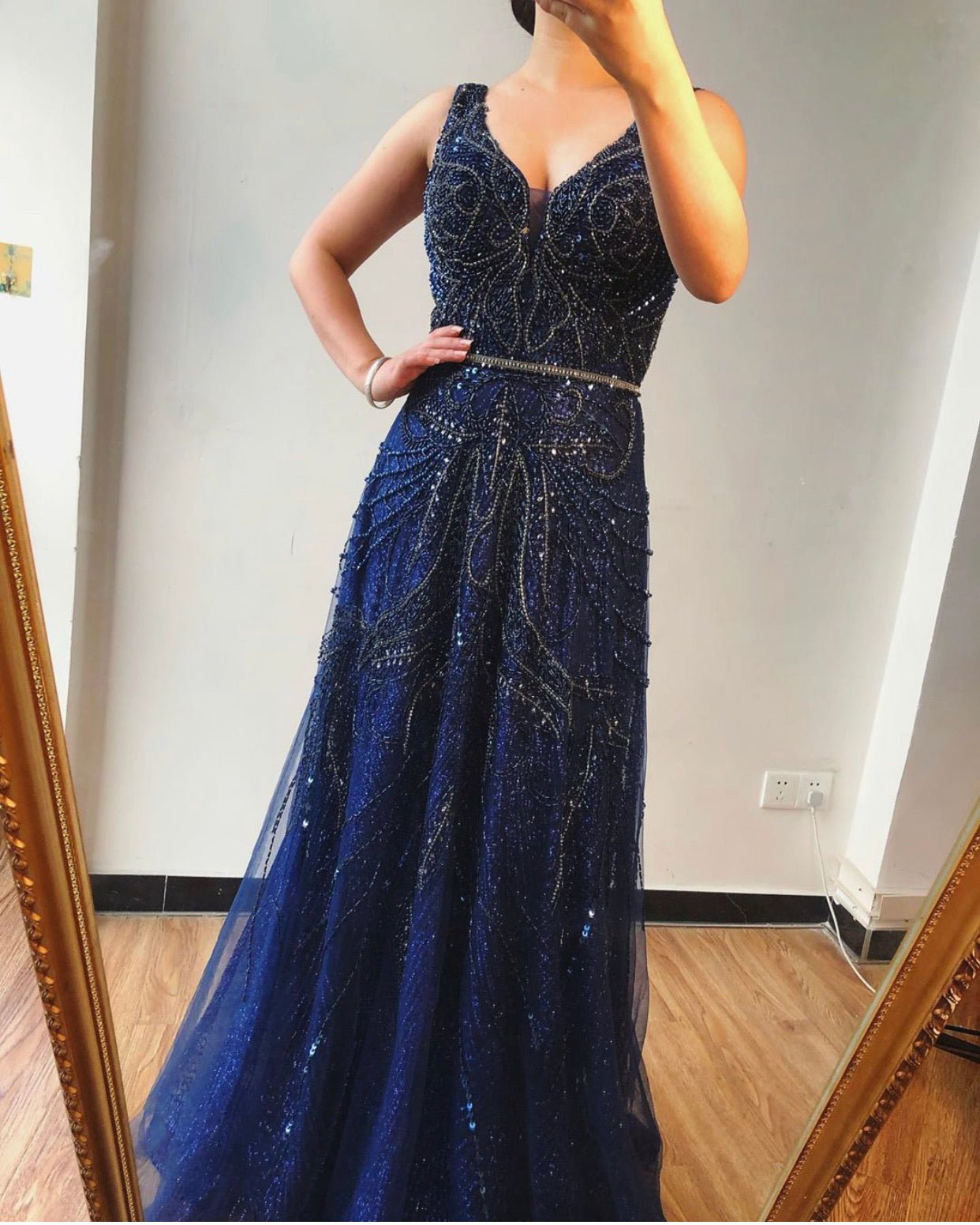 Kelly - Pearls Crystal Embellished Gown - Mscooco.co.uk