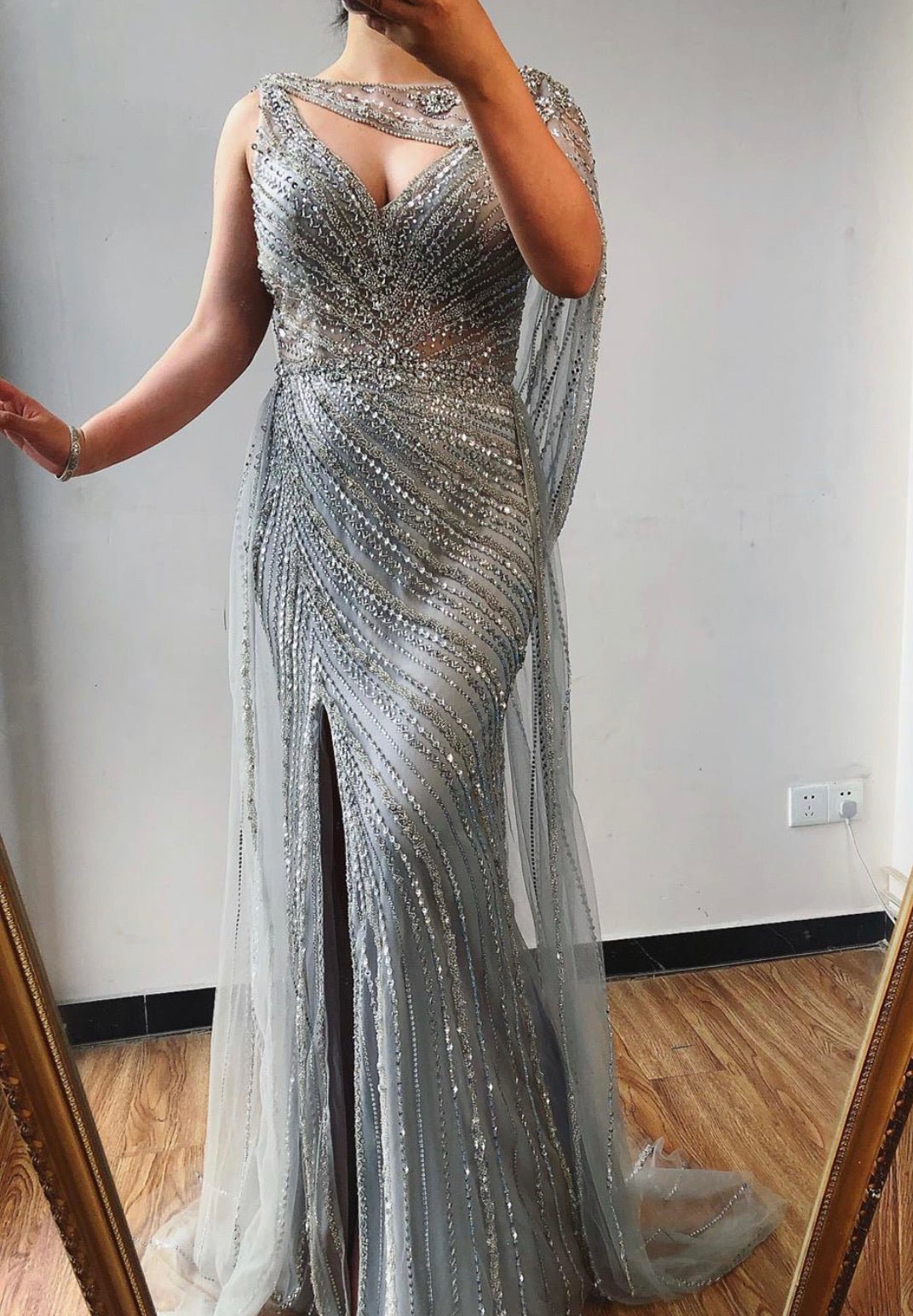 Kylie - Grey Maxi Dress - Mscooco.co.uk