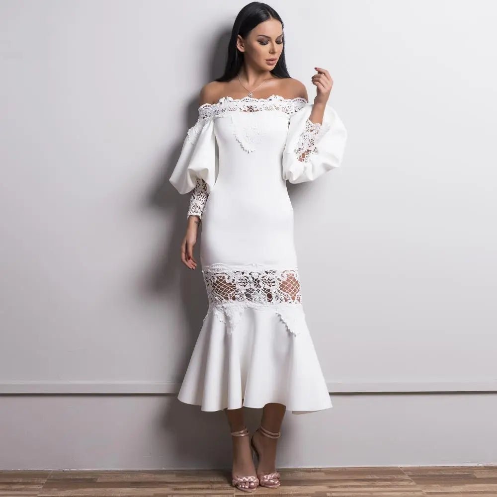 Lantern Mermaid Elegant Lace Dress - Mscooco.co.uk