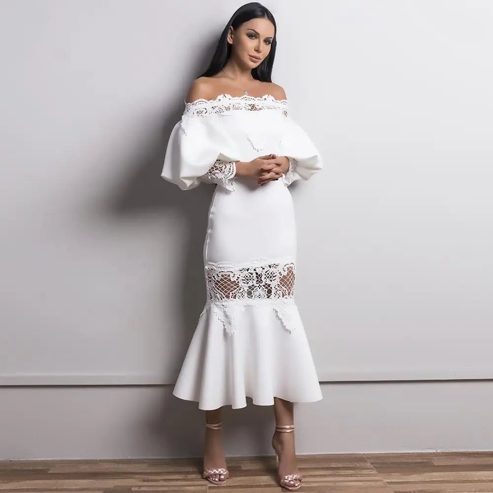 Lantern Mermaid Elegant Lace Dress - Mscooco.co.uk