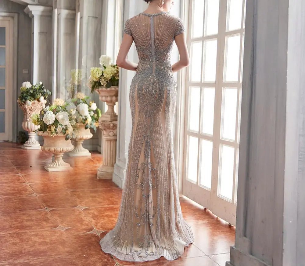Leona Luxury Illusion Beading Prom Gown - Mscooco.co.uk