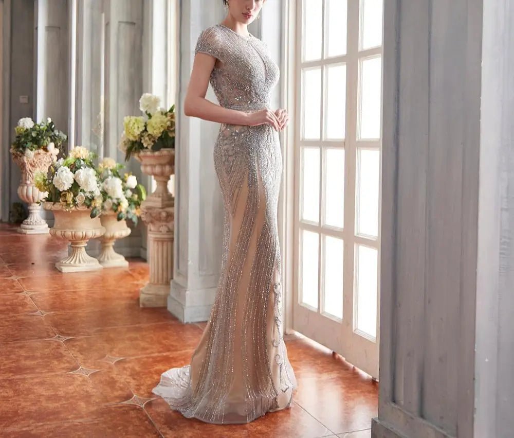 Leona Luxury Illusion Beading Prom Gown - Mscooco.co.uk