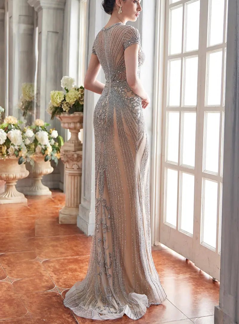Leona Luxury Illusion Beading Prom Gown - Mscooco.co.uk