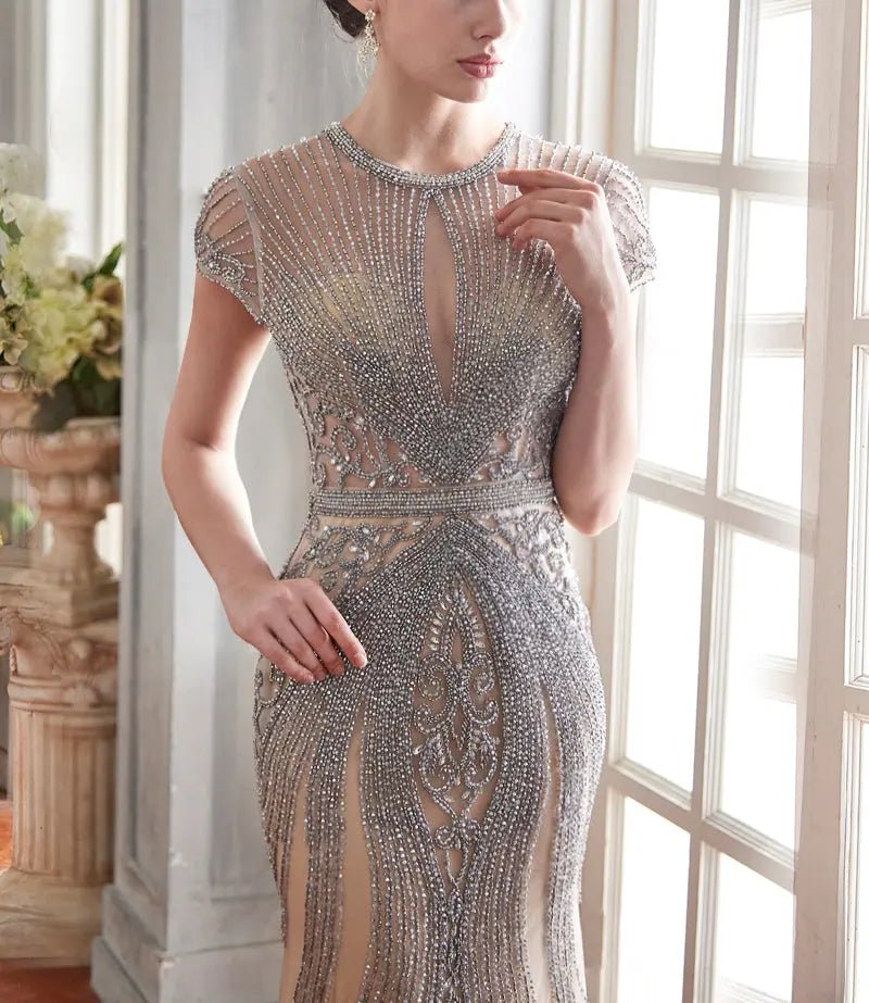 Leona Luxury Illusion Beading Prom Gown - Mscooco.co.uk