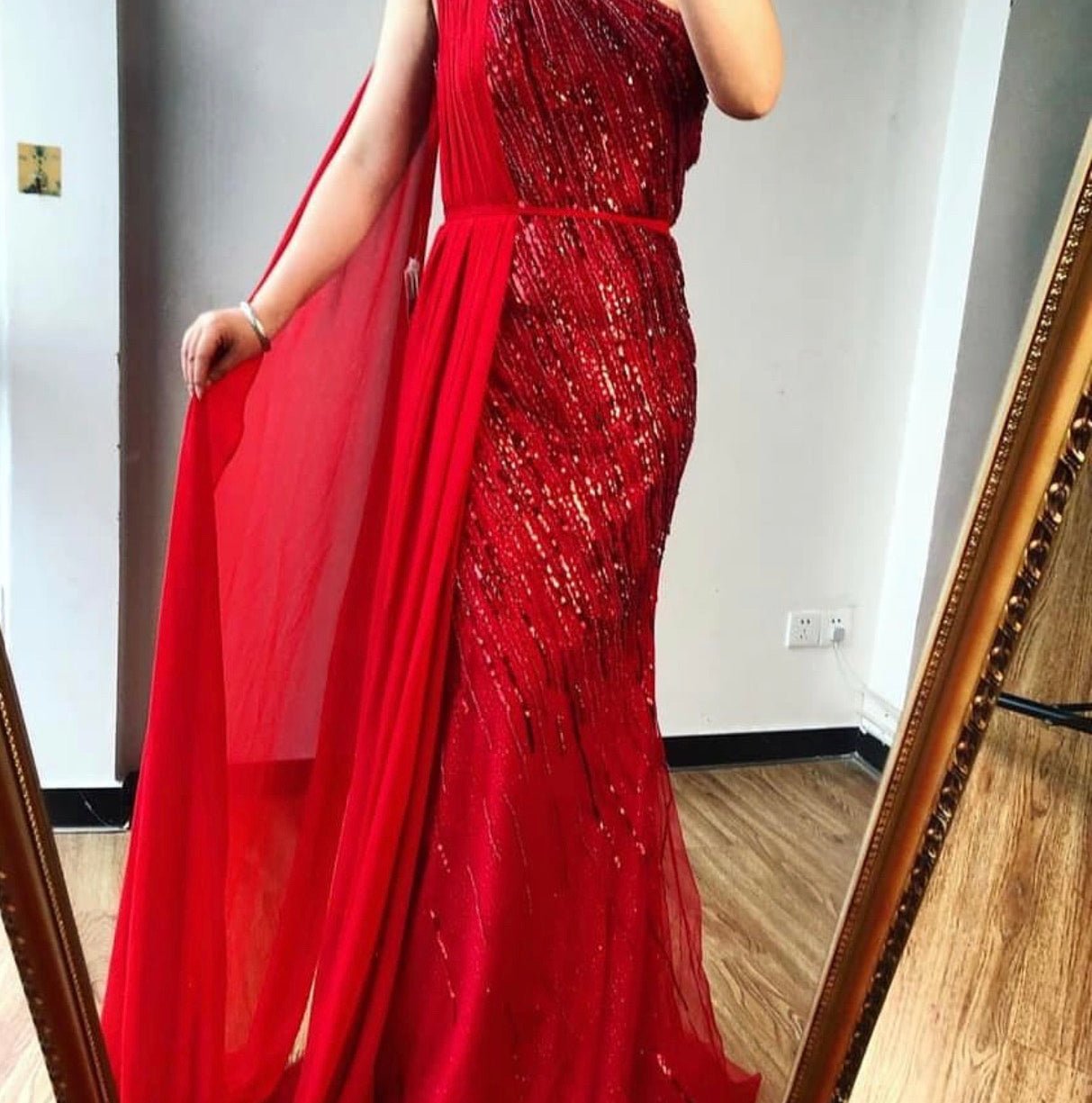 Lida One Shoulder Luxury Beading Evening Dress - Mscooco.co.uk