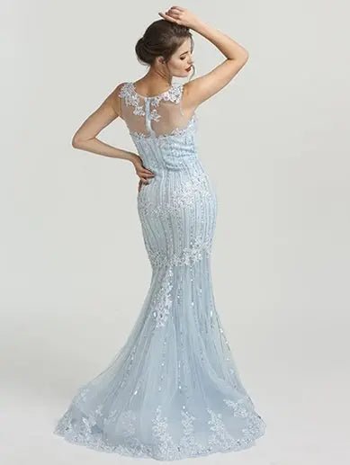 LIZA - Crystal Sequined Lace Evening Gown - Mscooco.co.uk