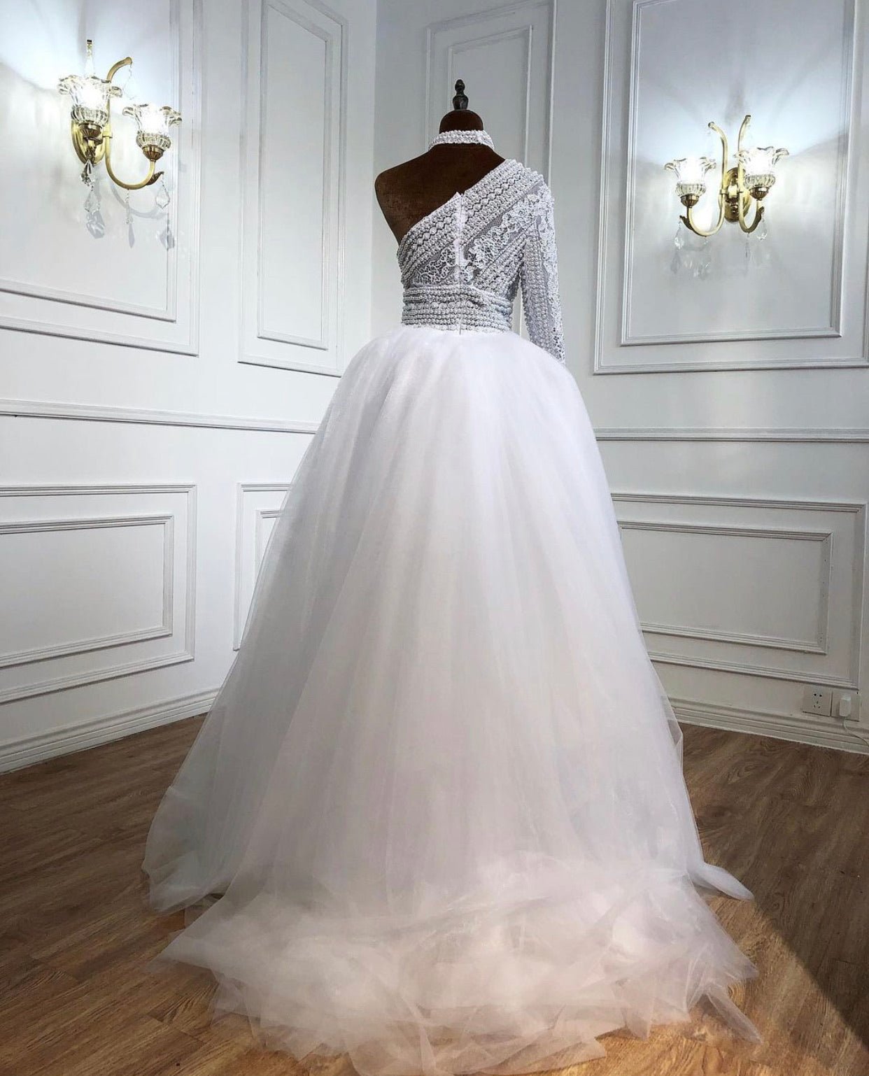 London White Luxury Mermaid With Overskirt Gown - Mscooco.co.uk