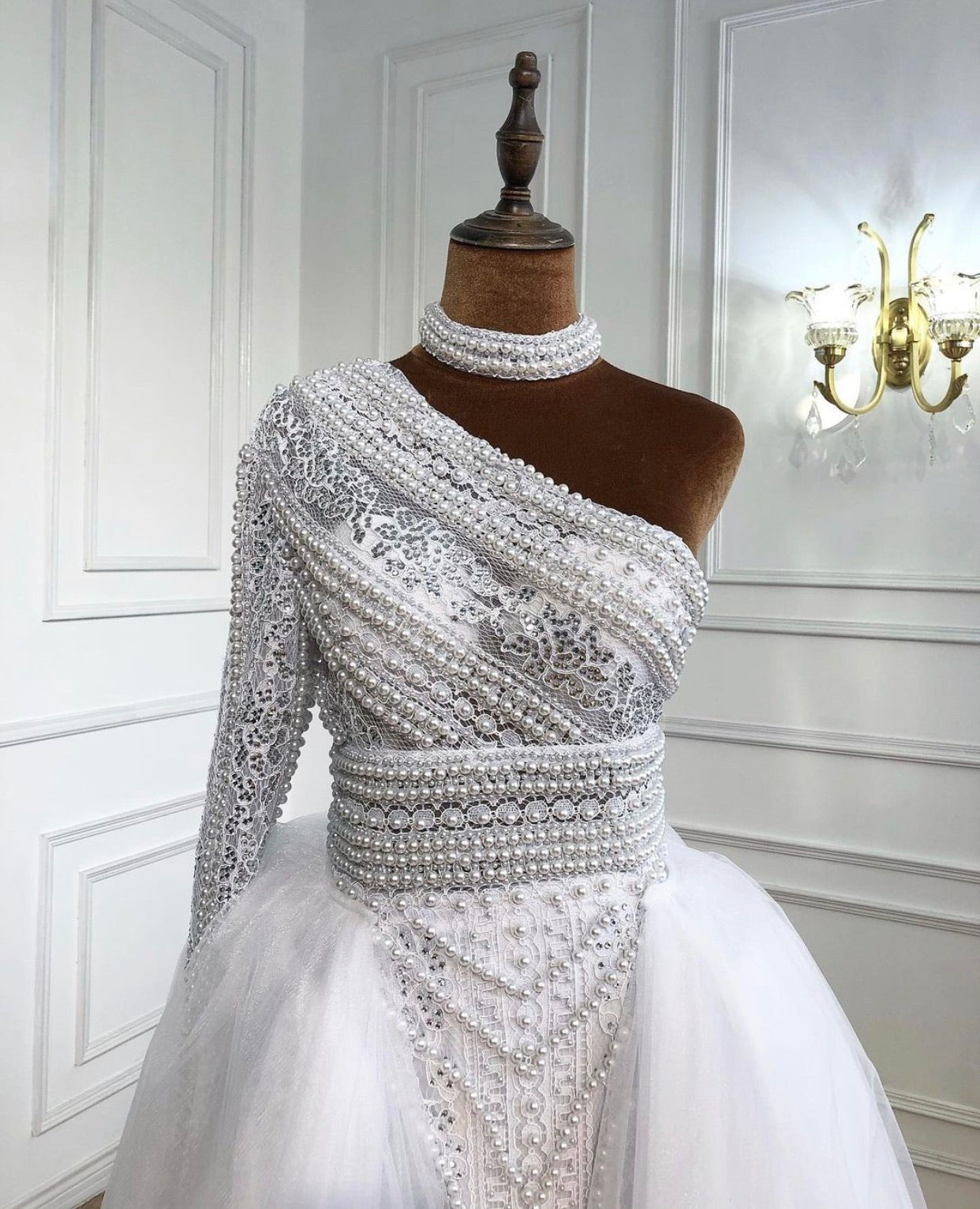 London White Luxury Mermaid With Overskirt Gown - Mscooco.co.uk