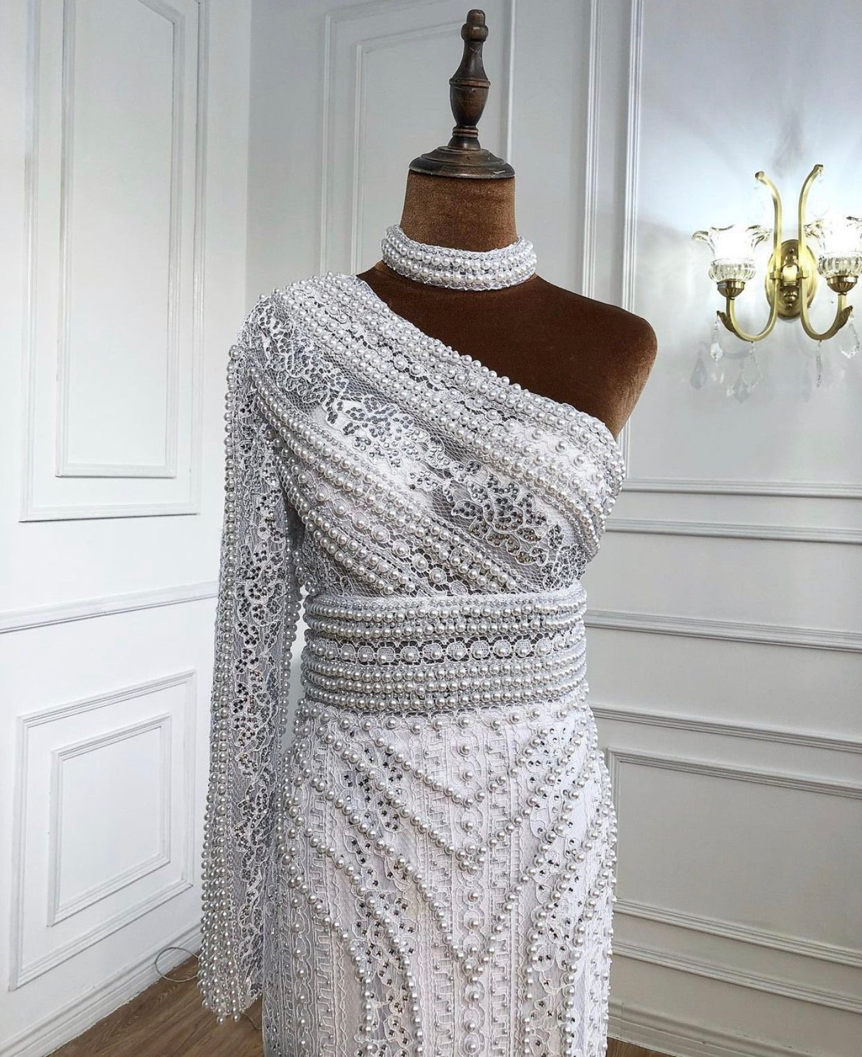 London White Luxury Mermaid With Overskirt Gown - Mscooco.co.uk