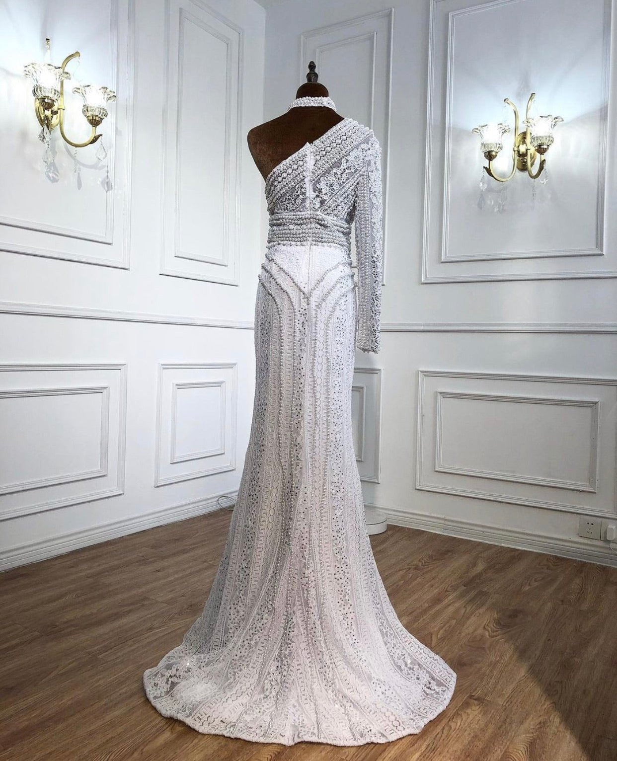 London White Luxury Mermaid With Overskirt Gown - Mscooco.co.uk