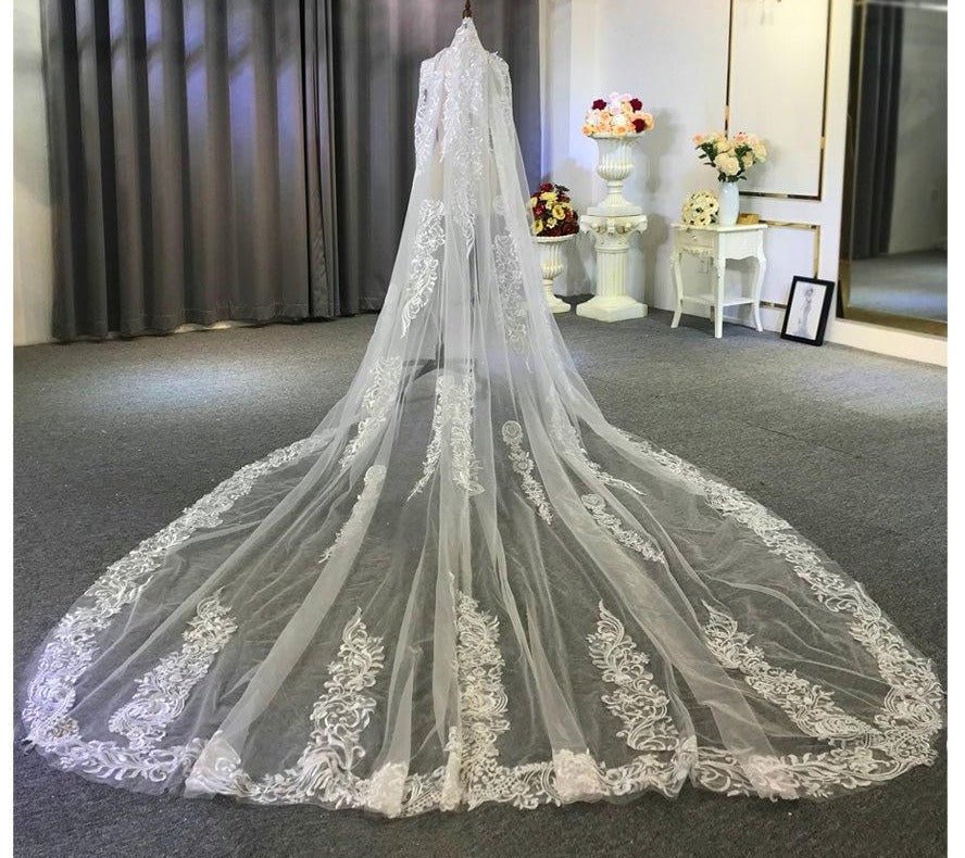 Long lace veil 2020 wedding veil - Mscooco.co.uk
