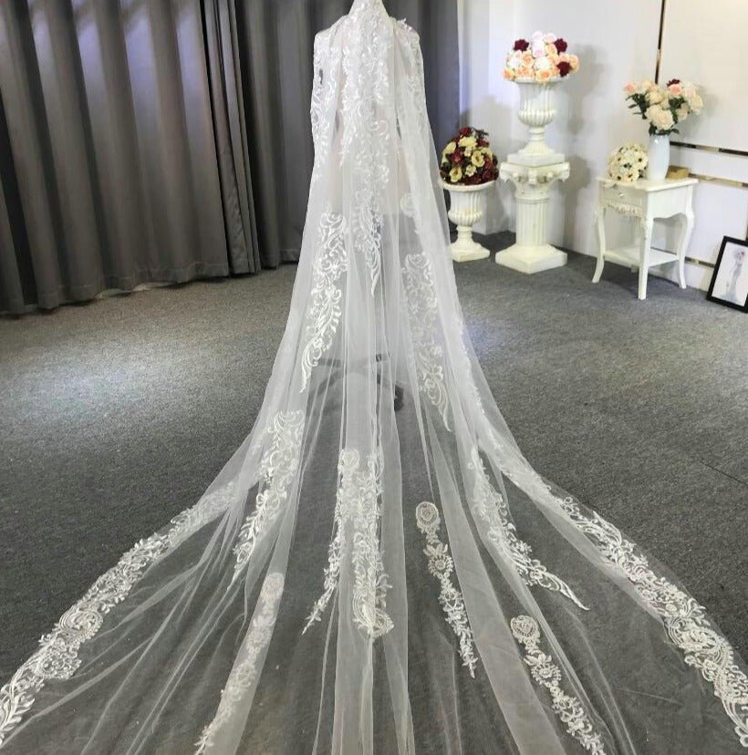 Long lace veil 2020 wedding veil - Mscooco.co.uk