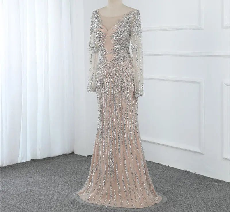 Loran Long Sleeves Beading Evening Gown - Mscooco.co.uk