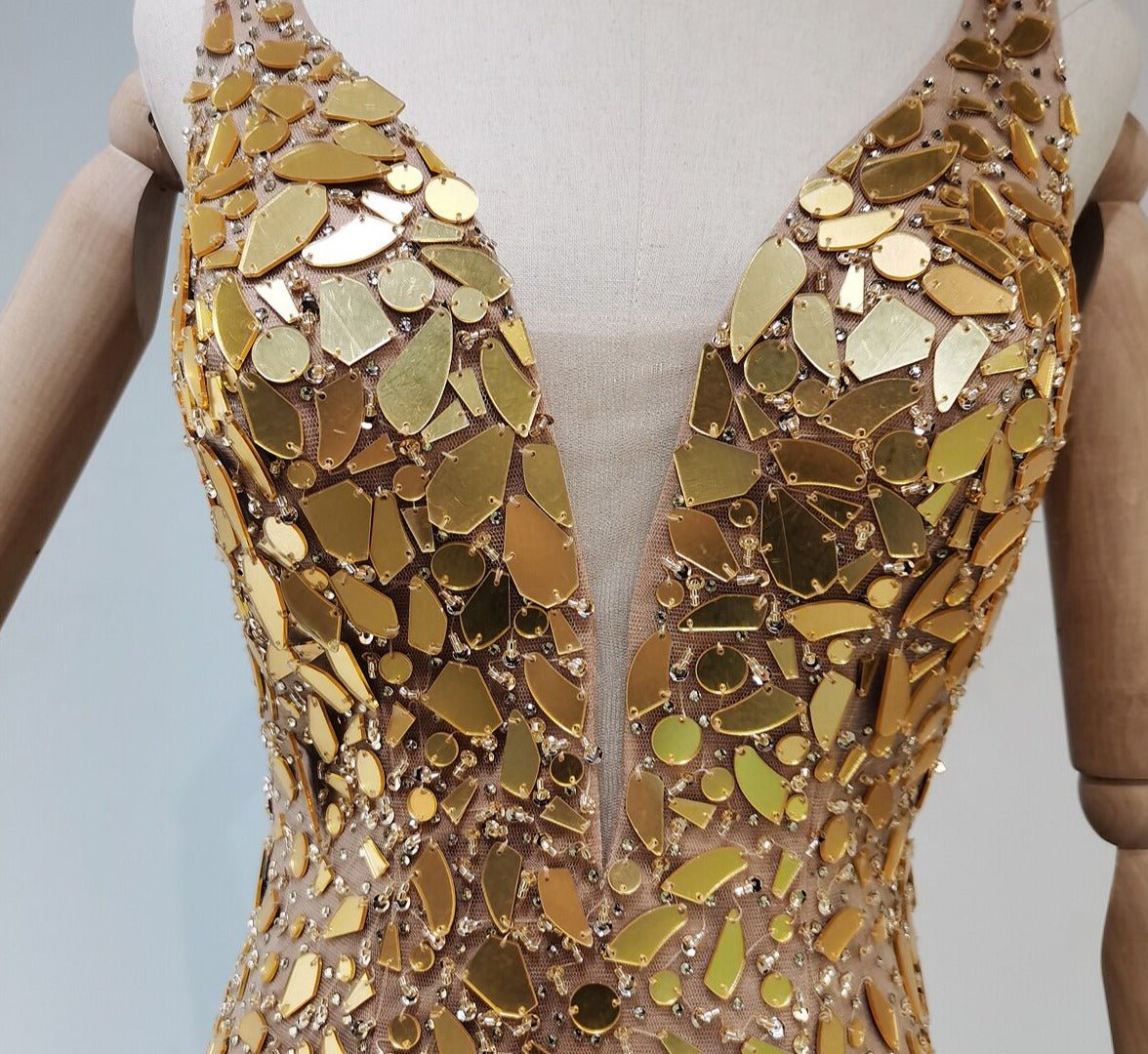 Lucinda Sexy High Slit Beading Mermaid Evening Dress - Mscooco.co.uk