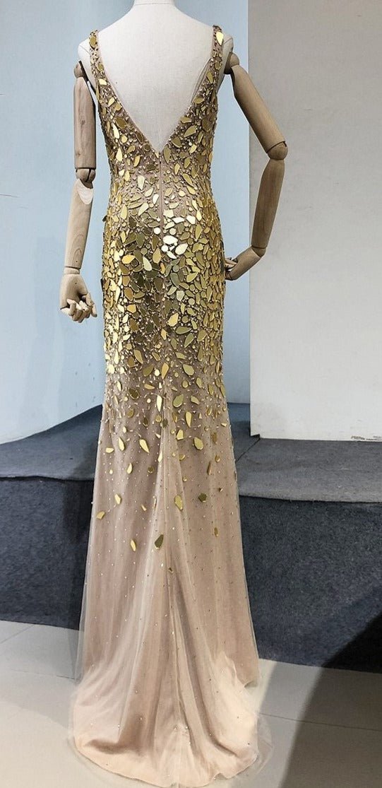 Lucinda Sexy High Slit Beading Mermaid Evening Dress - Mscooco.co.uk
