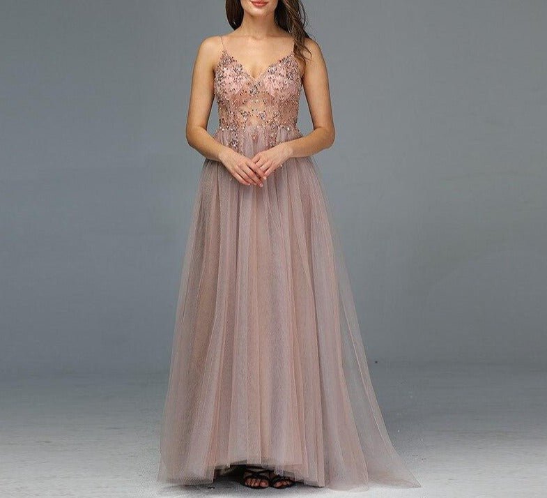 Luna Diamond Pearl Backless Maxi Dress - Mscooco.co.uk