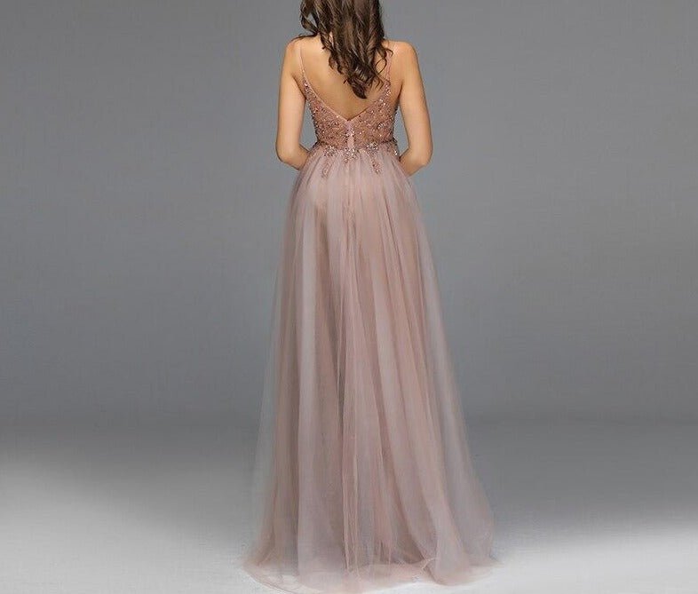 Luna Diamond Pearl Backless Maxi Dress - Mscooco.co.uk