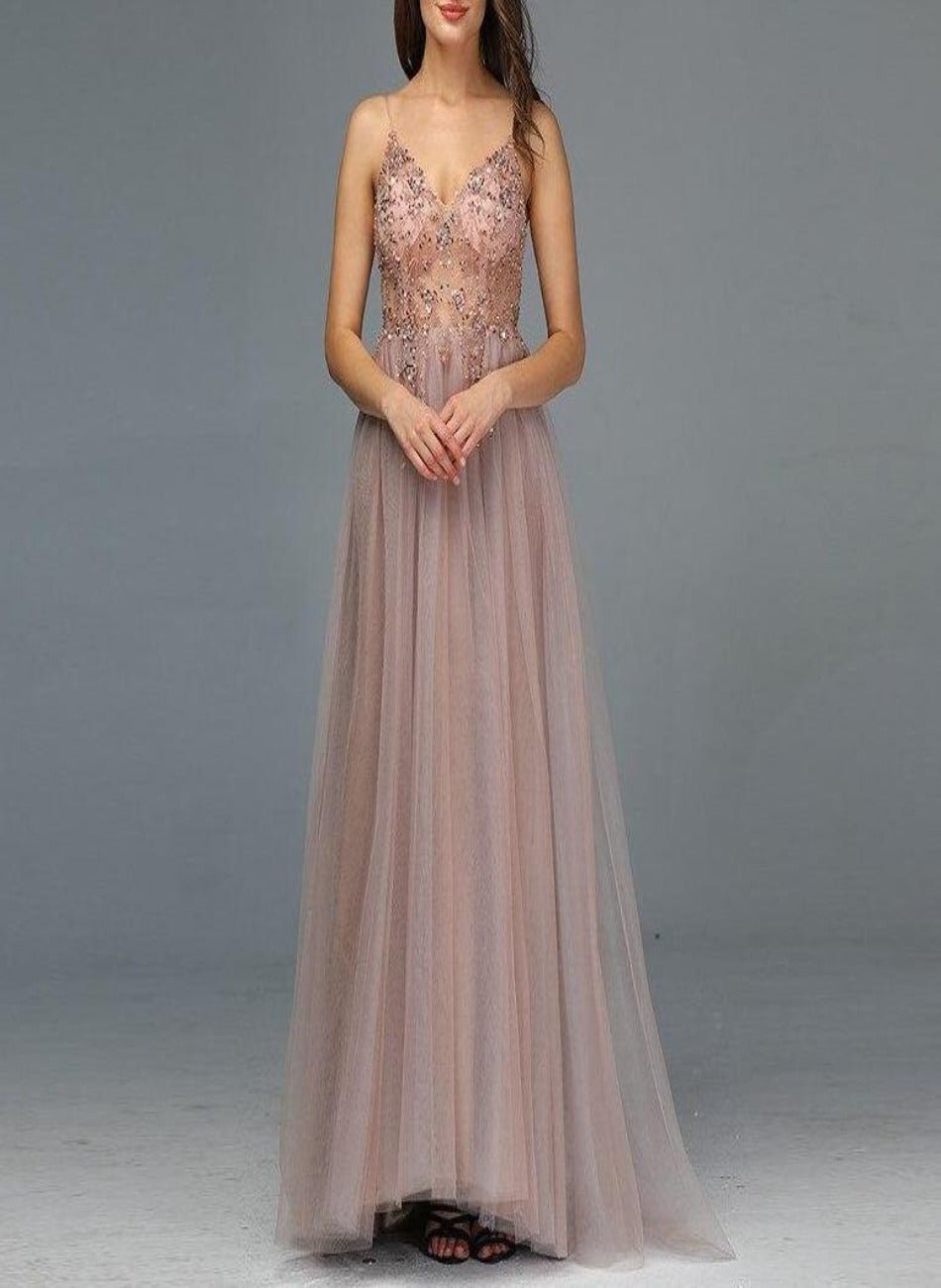 Luna Diamond Pearl Backless Maxi Dress - Mscooco.co.uk