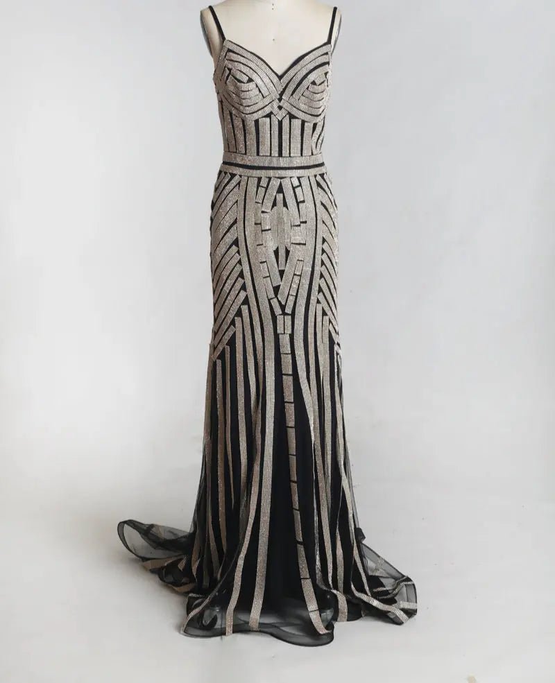 Luxury Crystals Sexy V-neck Mermaid Party Gowns - Mscooco.co.uk