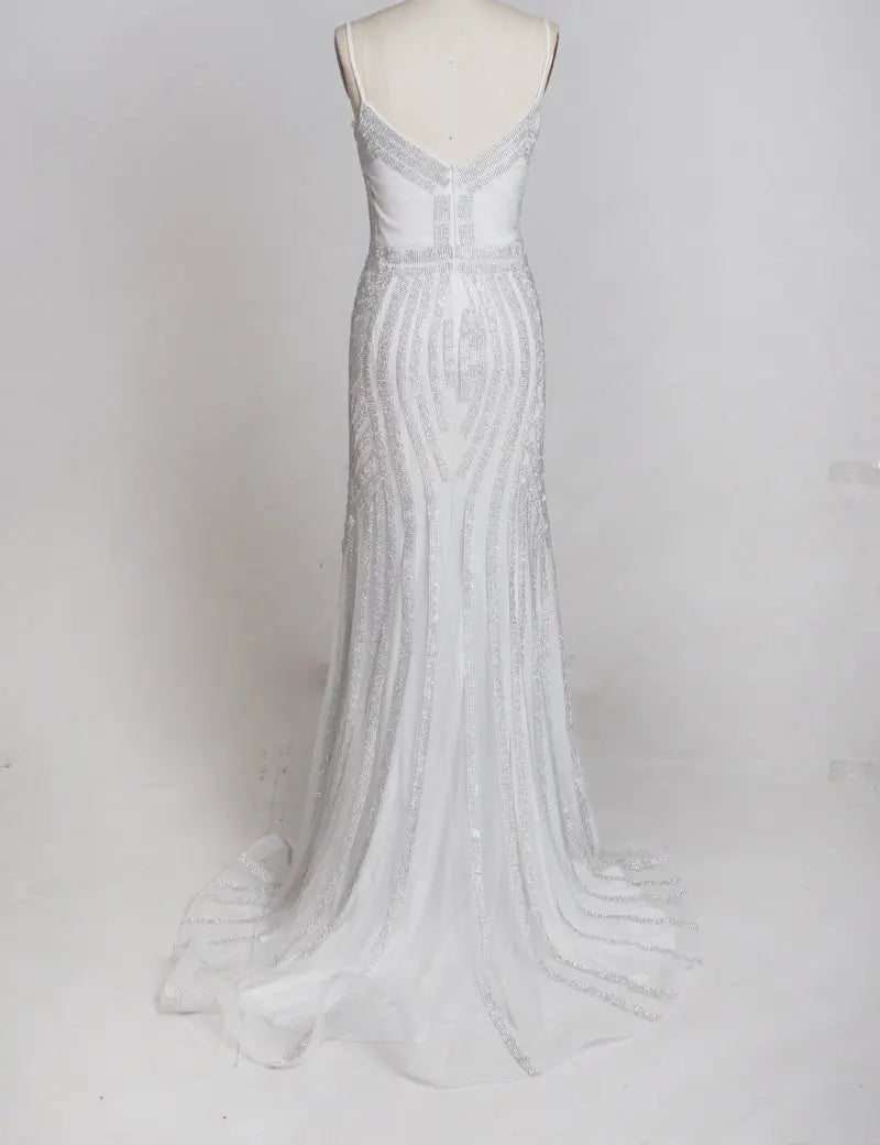 Luxury Crystals Sexy V-neck Mermaid Party Gowns - Mscooco.co.uk