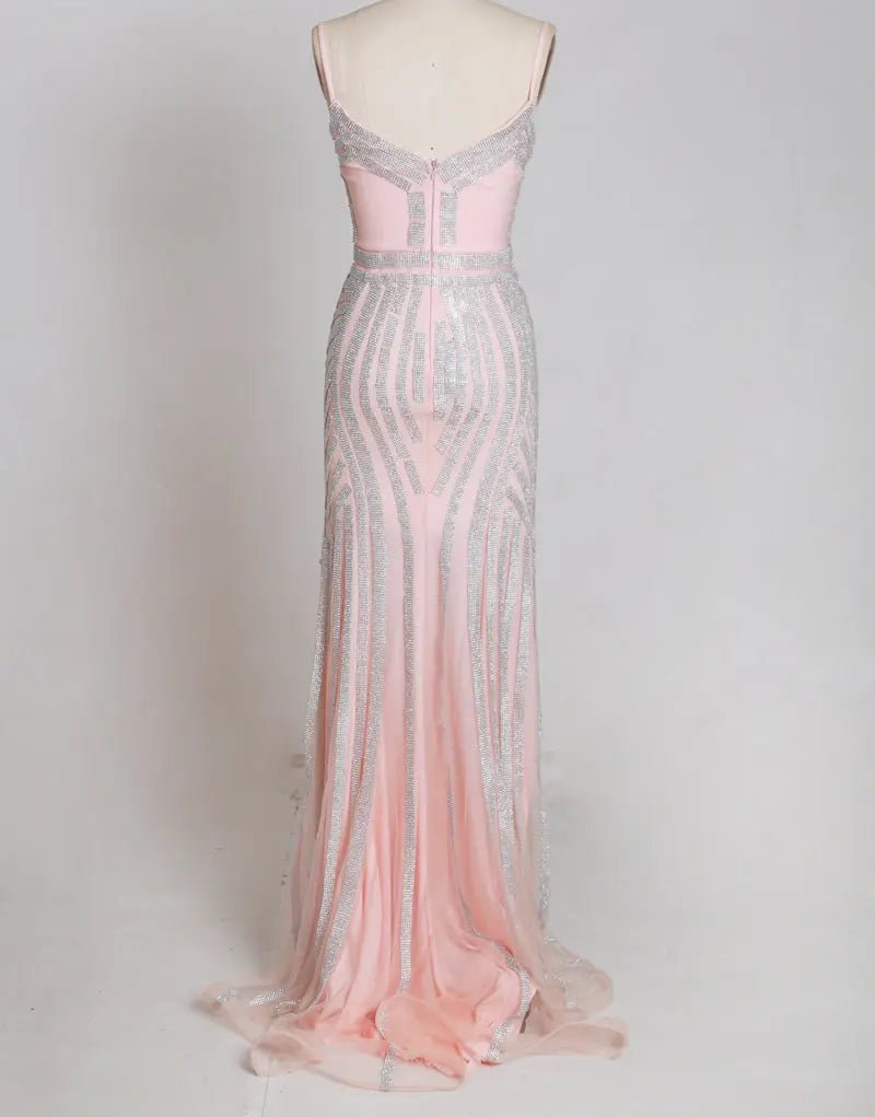 Luxury Crystals Sexy V-neck Mermaid Party Gowns - Mscooco.co.uk