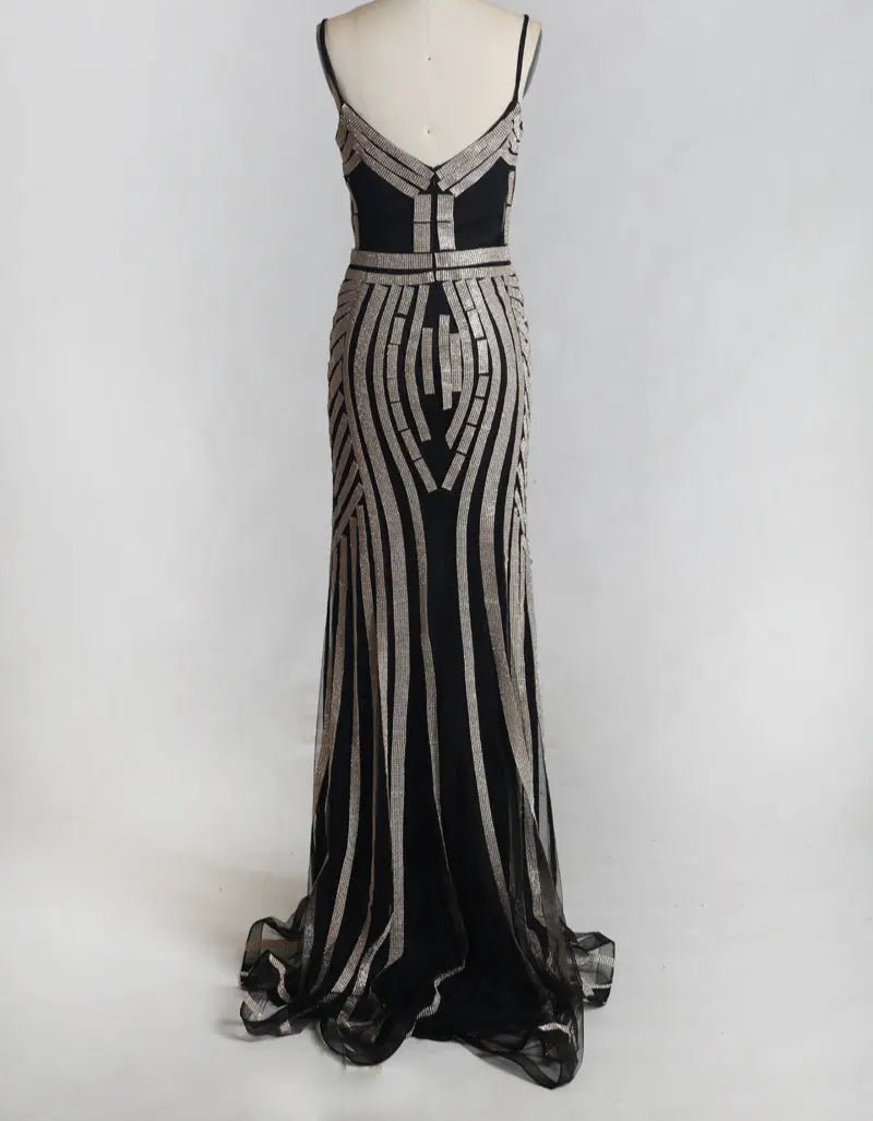 Luxury Crystals Sexy V-neck Mermaid Party Gowns - Mscooco.co.uk