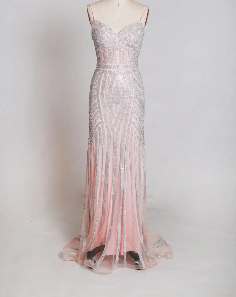 Luxury Crystals Sexy V-neck Mermaid Party Gowns - Mscooco.co.uk