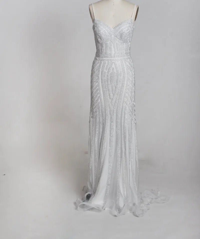 Luxury Crystals Sexy V-neck Mermaid Party Gowns - Mscooco.co.uk