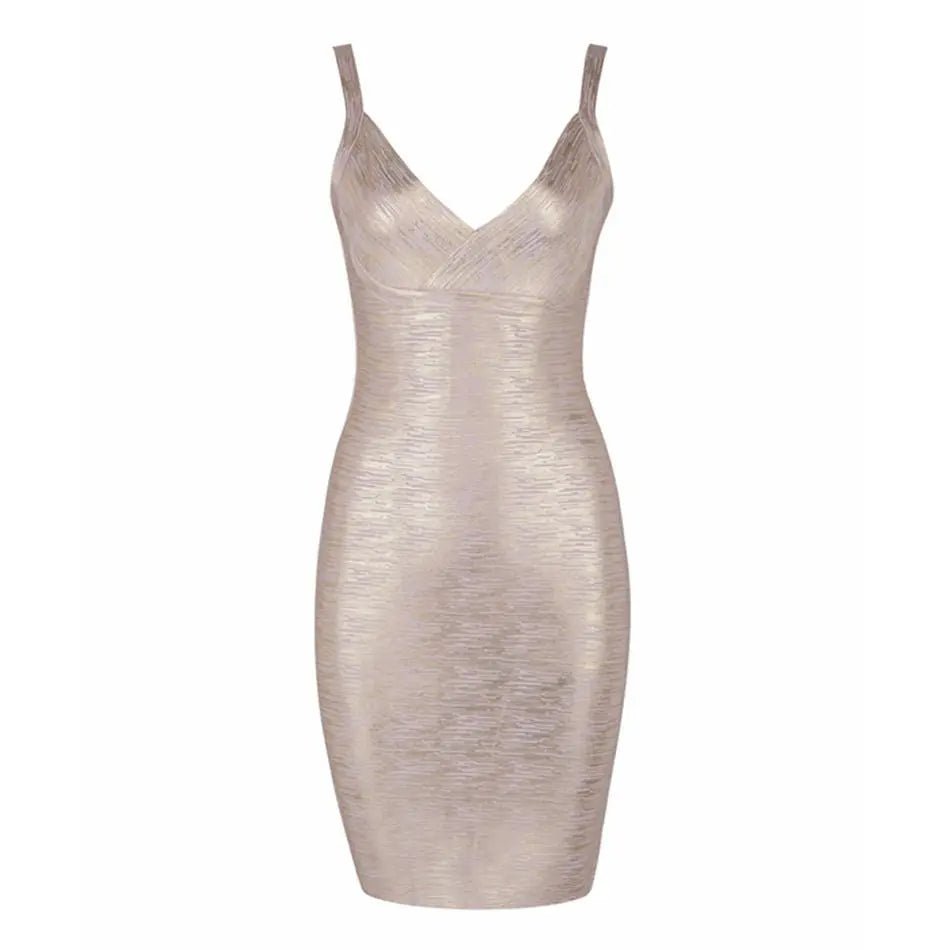 Luxury Gold Foil Print Bodycon Mini Dress - Mscooco.co.uk