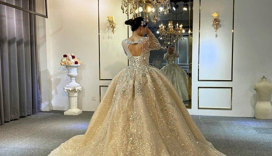 Luxury Heavy Beading Wedding Dress - Mscooco.co.uk