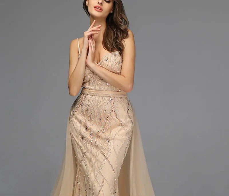 Luxury Pearls Crystal Mermaid Evening Gowns - Mscooco.co.uk